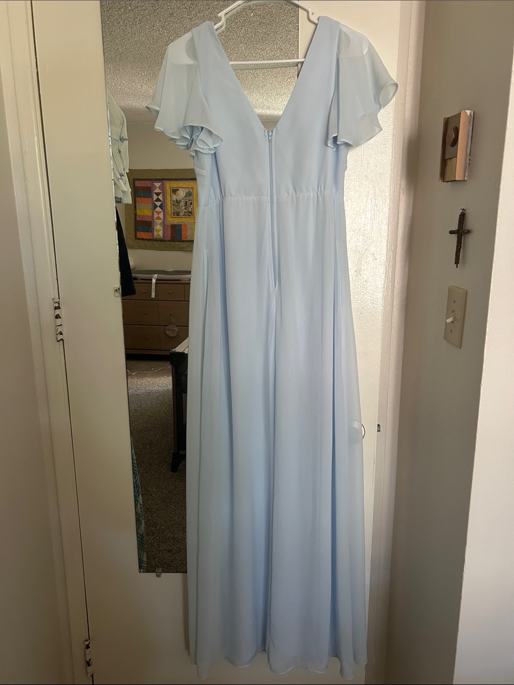 XS Birdy Grey Mist Blue Hannah Chiffon Dress (Maternity friendly!)